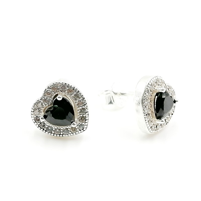 ZARCILLOS DE CIRCONES BLACK CORAZÓN